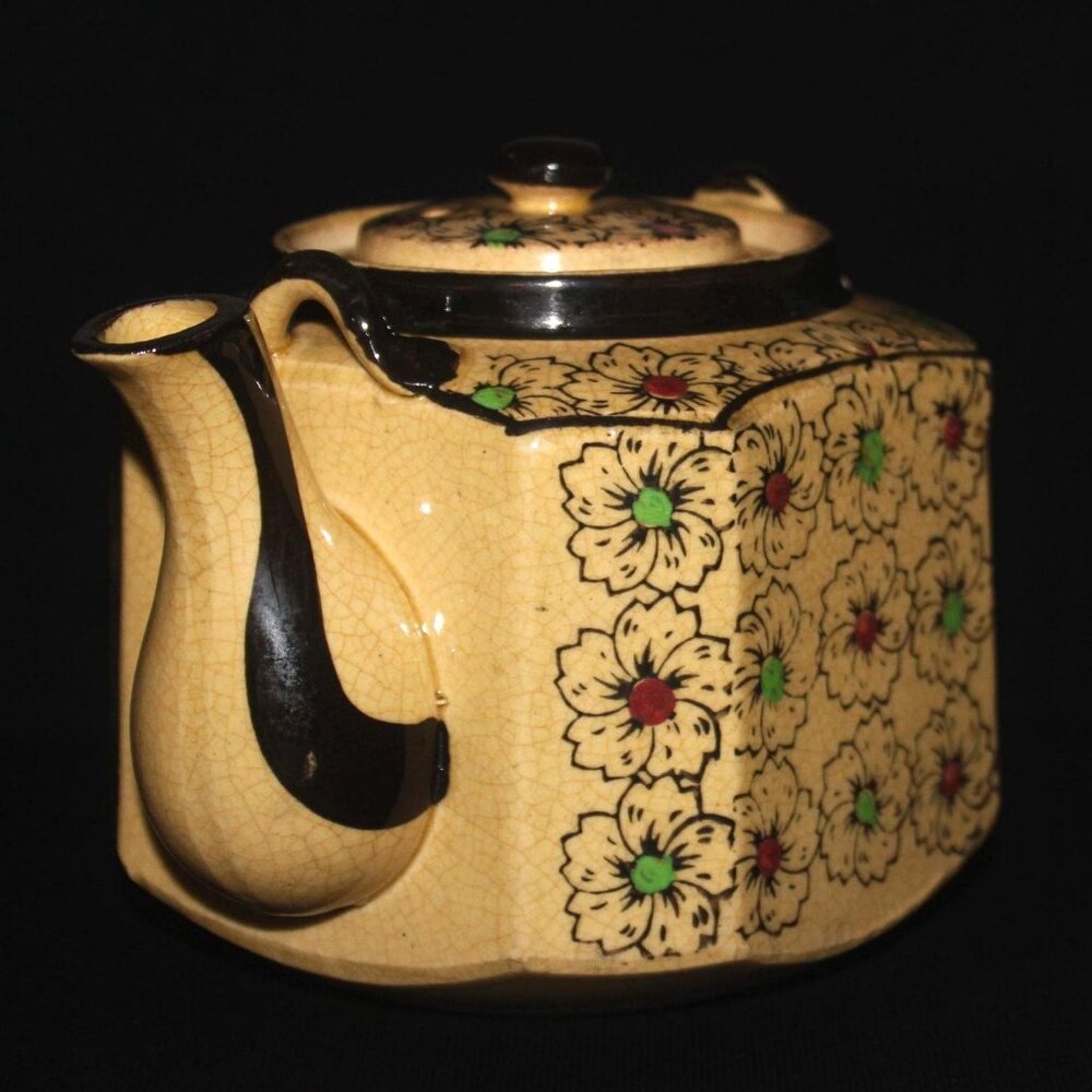 Cube Japanese Hand Painted Teapot | Vintage Tea Pot